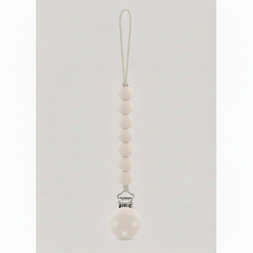 Silicone pacifier midi clip in neutral colour by Stork