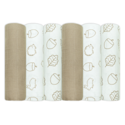 100% cotton muslin cloths pack of 6 in Soft Oak Woodland by MuslinZ