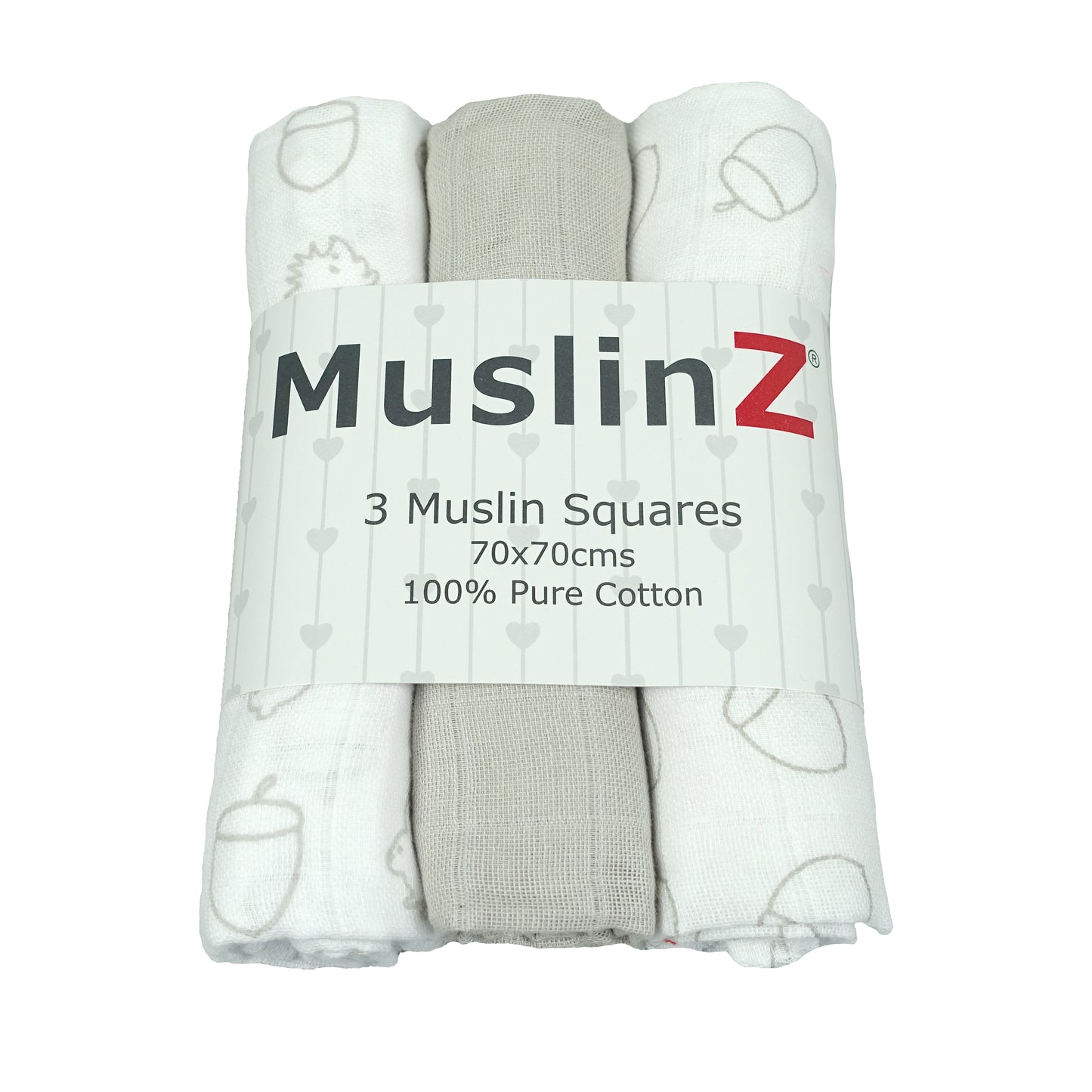 100% Cotton Muslin Cloths (Pack of 3)