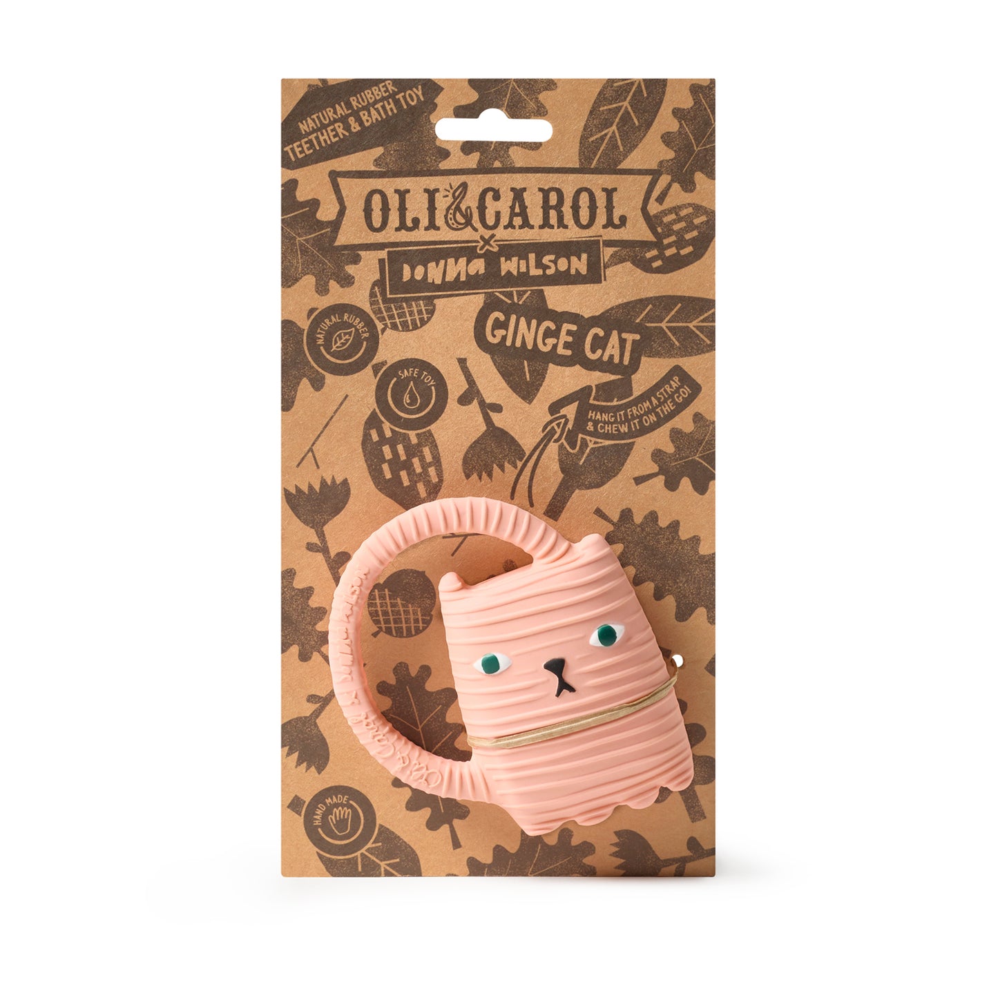 Natural rubber baby teether Donna Wilson Cat design by Oli & Carol