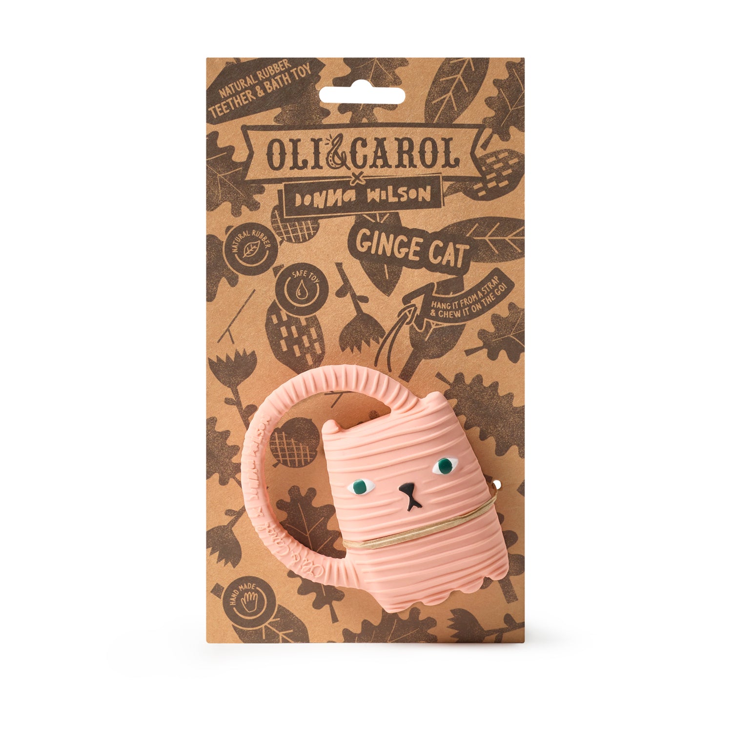 Natural rubber baby teether Donna Wilson Cat design by Oli & Carol