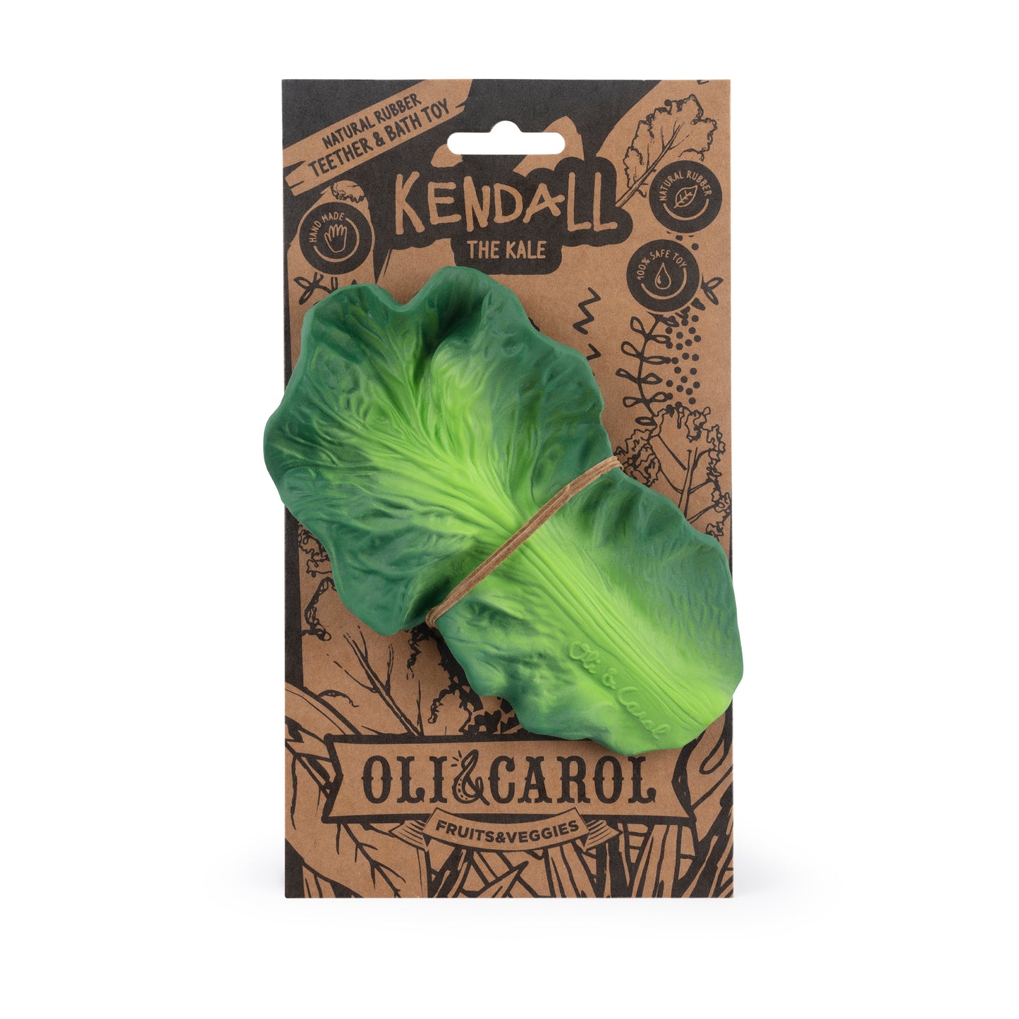 Kendall the Kale natural rubber baby teether by Oli & Carol