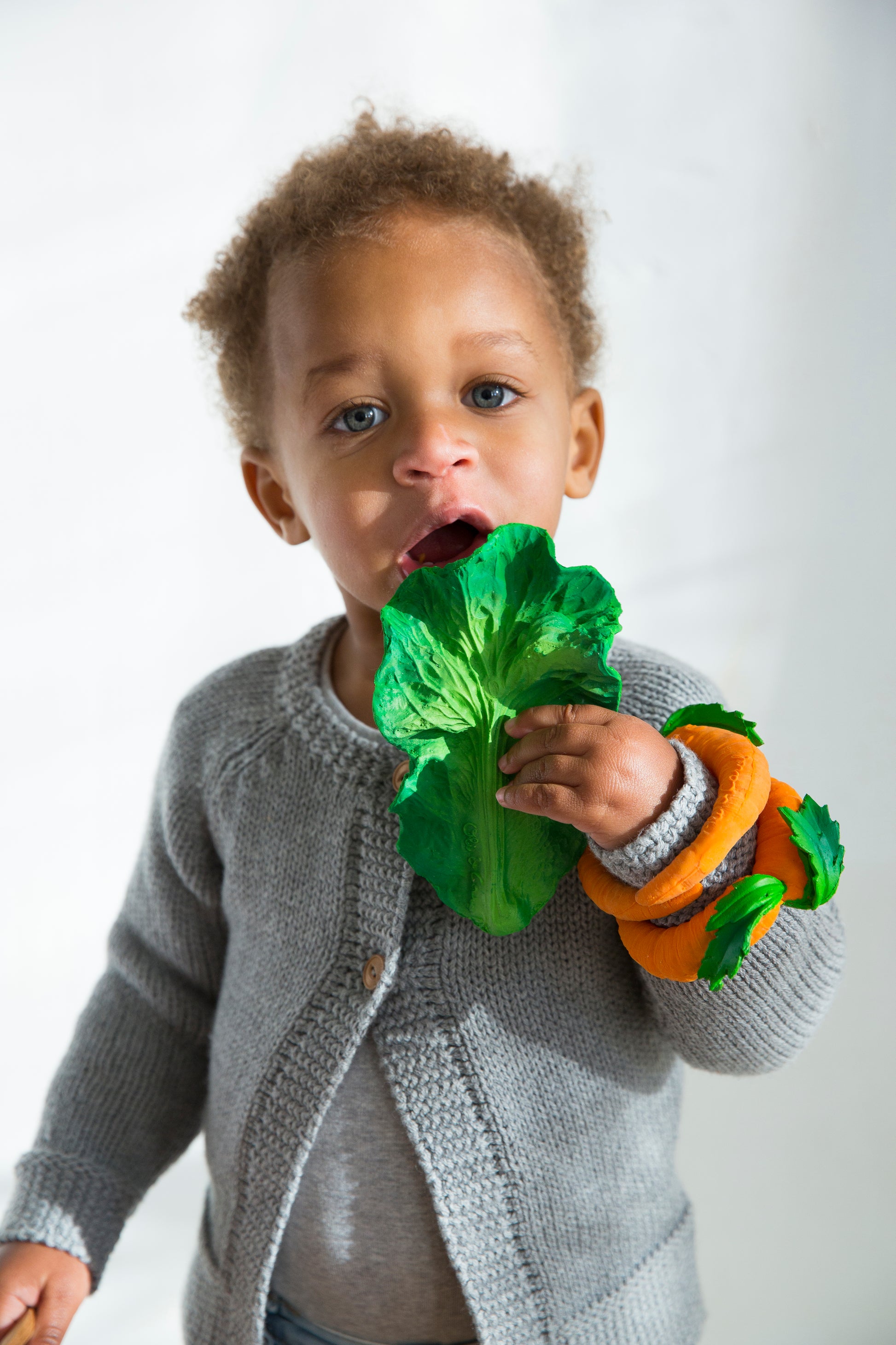 Kendall the Kale natural rubber baby teether by Oli & Carol