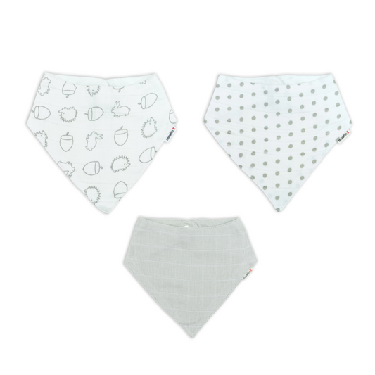 Cotton dribble bibs pack of 3 in neutral tones by Muslinz