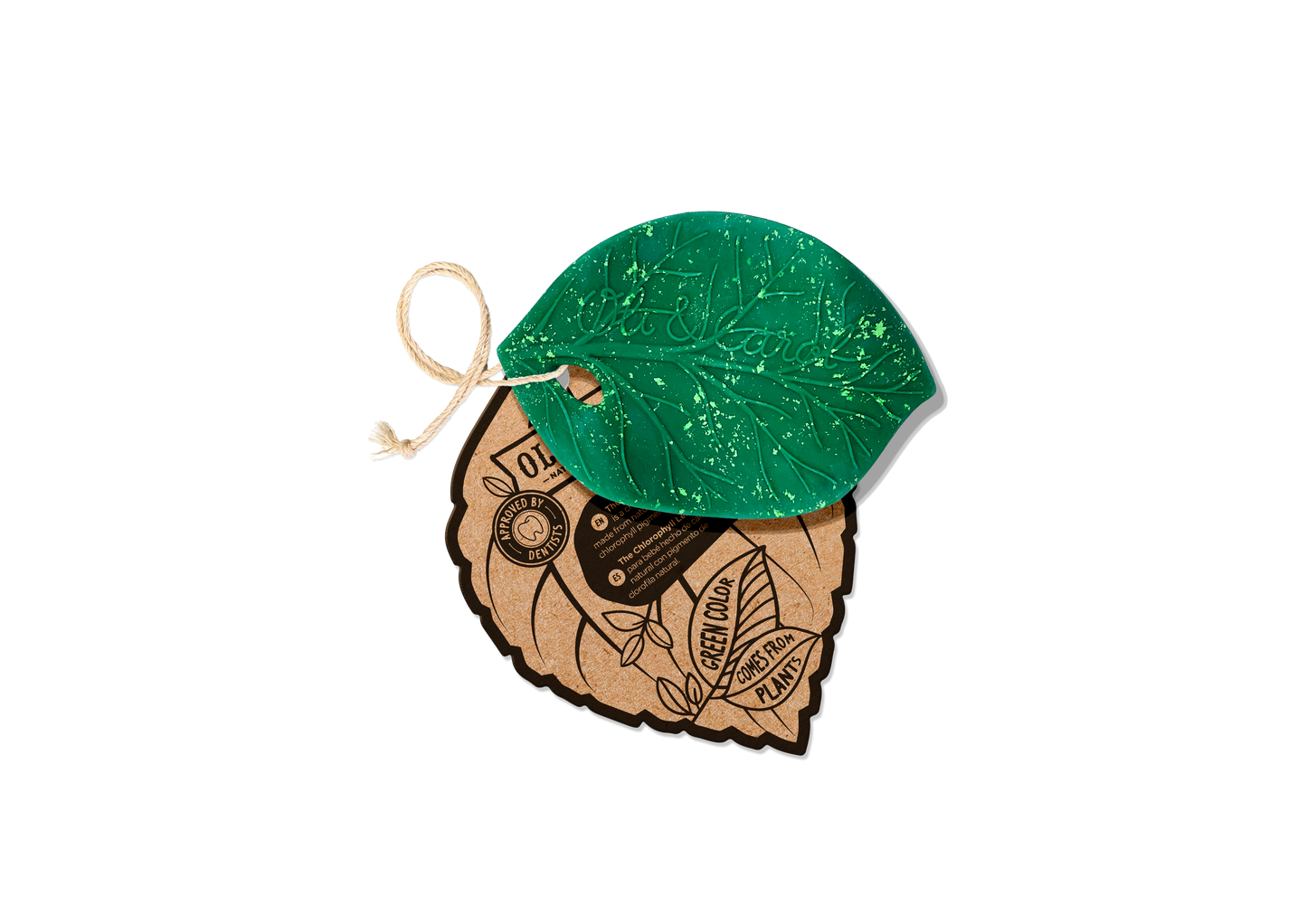 Chlorophyll leaf natural rubber teether for babies by Oli & Carol
