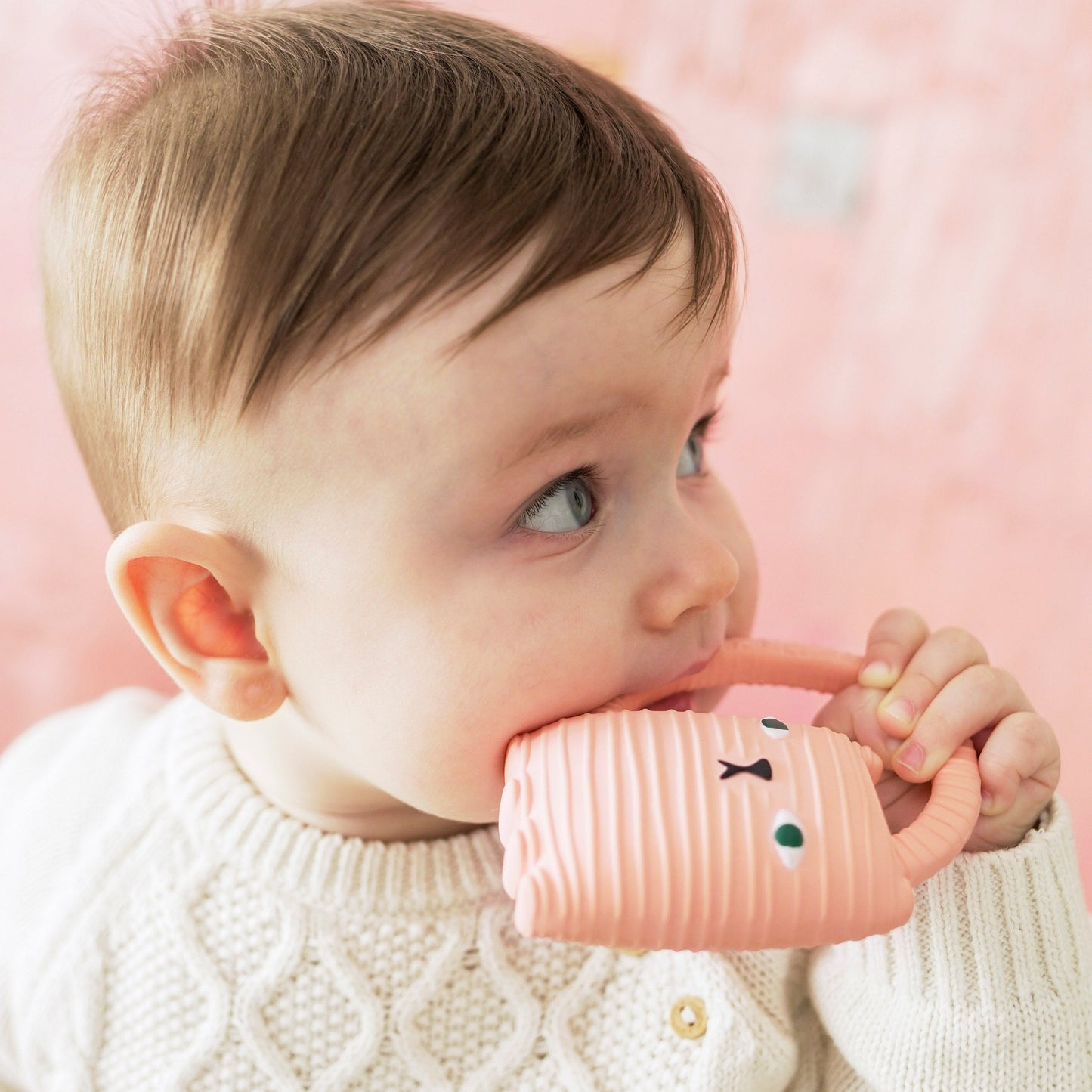 Natural rubber baby teether Donna Wilson Cat design by Oli & Carol