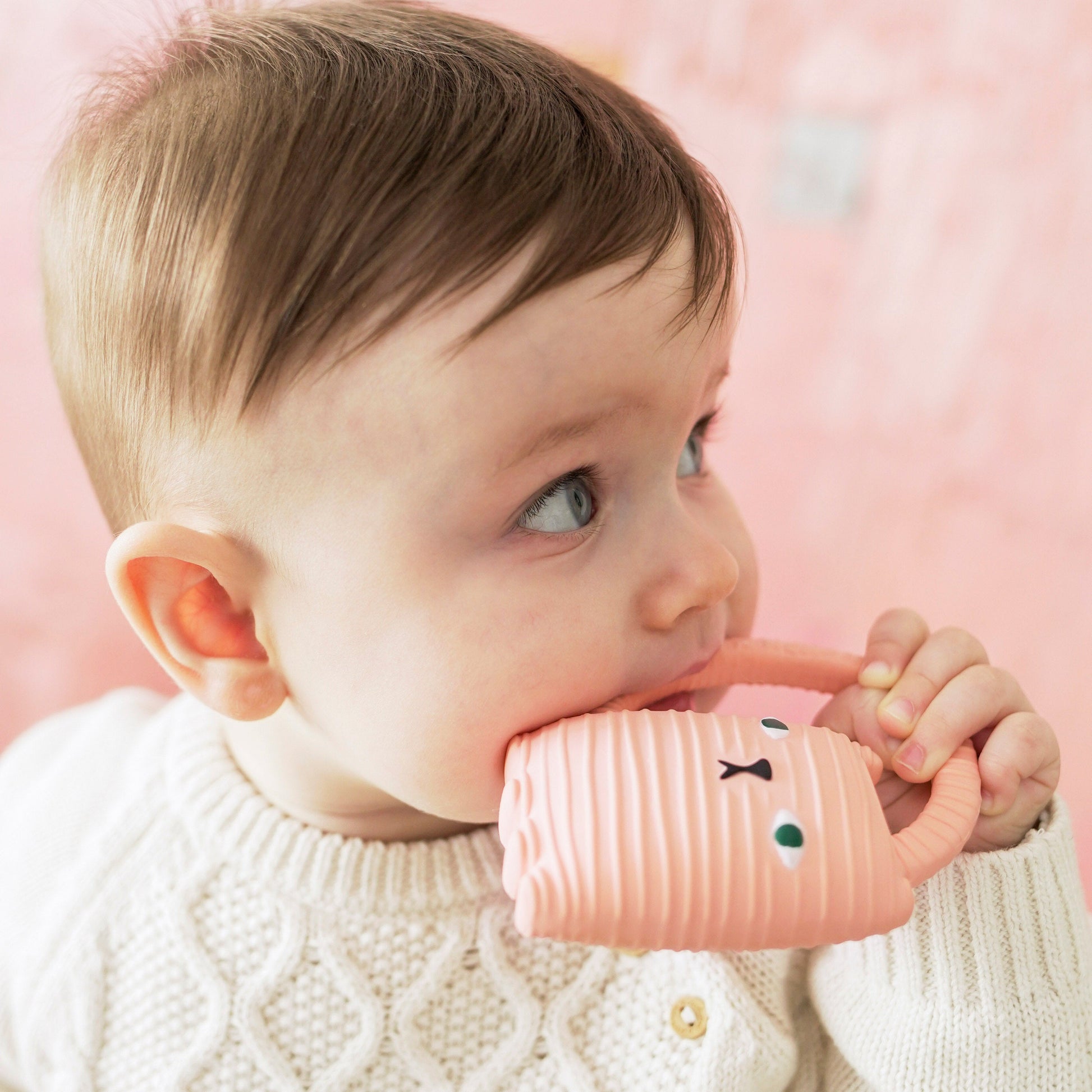 Natural rubber baby teether Donna Wilson Cat design by Oli & Carol