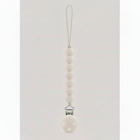 Silicone pacifier midi clip in neutral colour by Stork