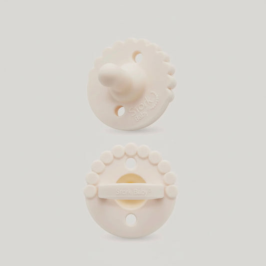 Silicone soother set of 2 in neutral colour by Stork